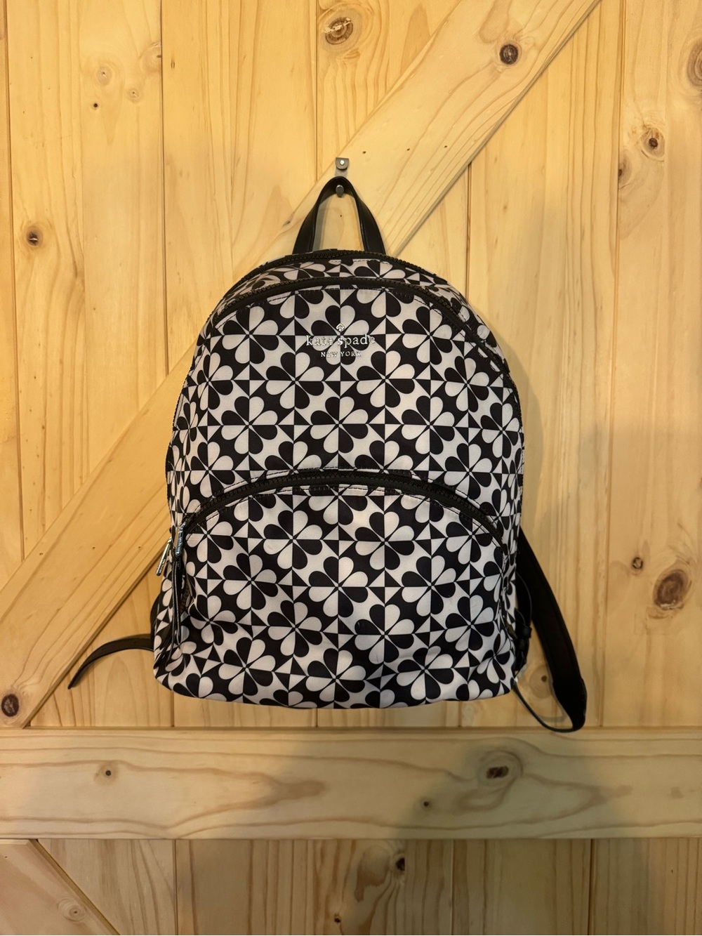 kate spade Black & White Geometric Floral Backpack